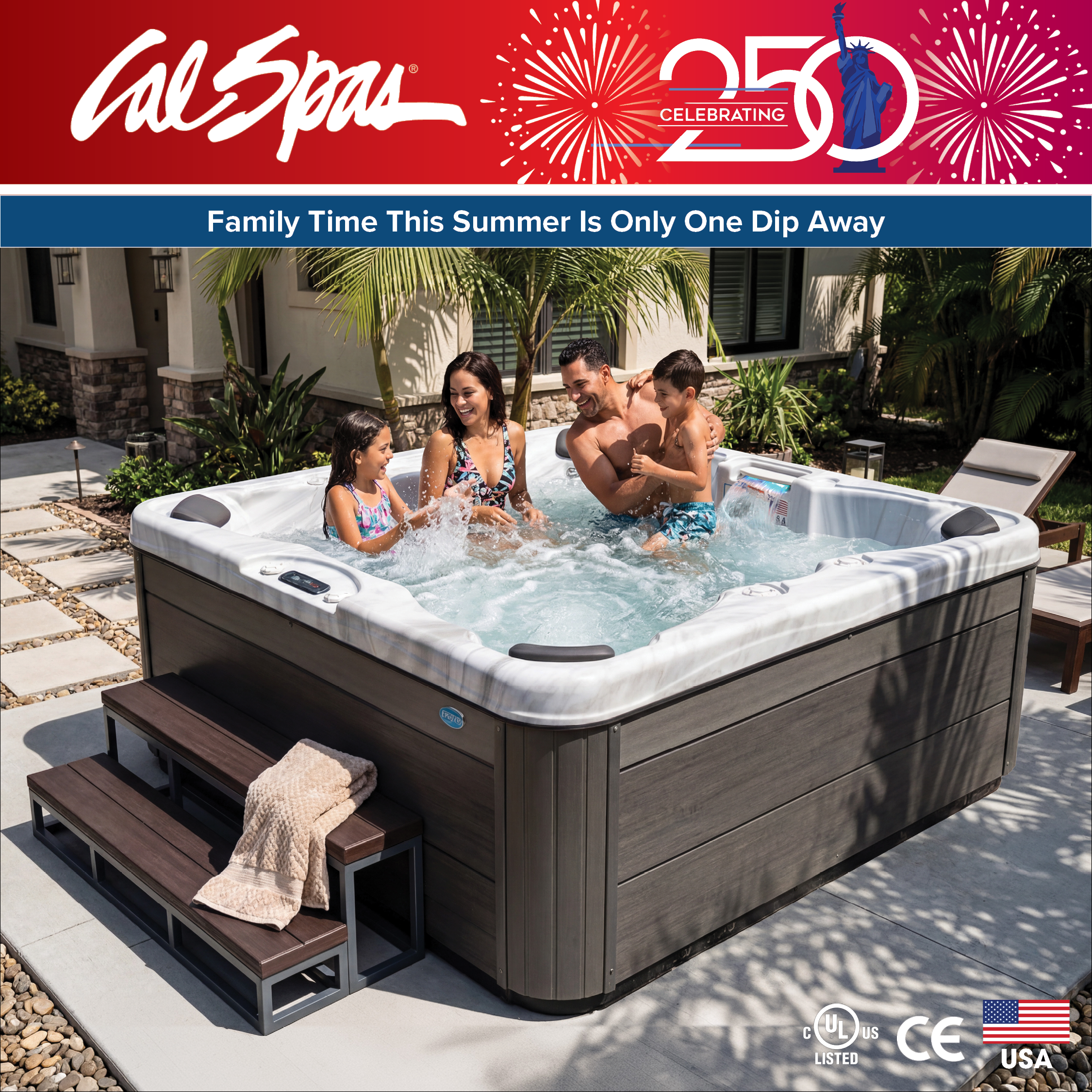 Calspas hot tub being used in a family setting - St Clair Shores